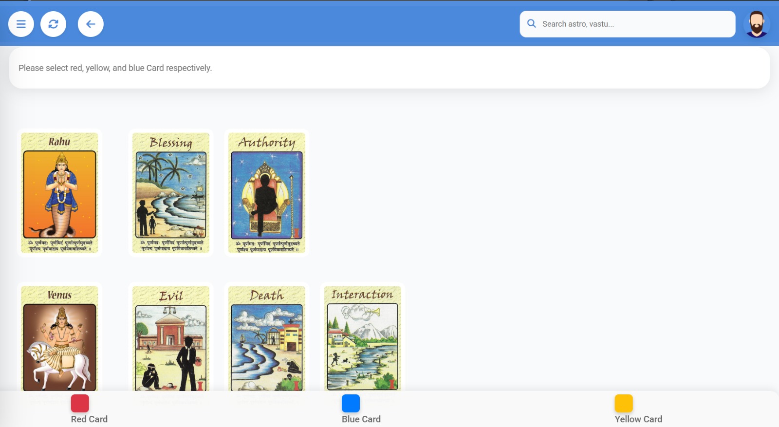 Vedic Card Software Dashboard
